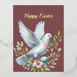 イースターピースドーブイラストレーション 箔シーズンポストカード