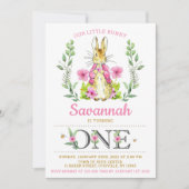 イースターピーターラビットバニーガール誕生日招待状 招待状 (正面)