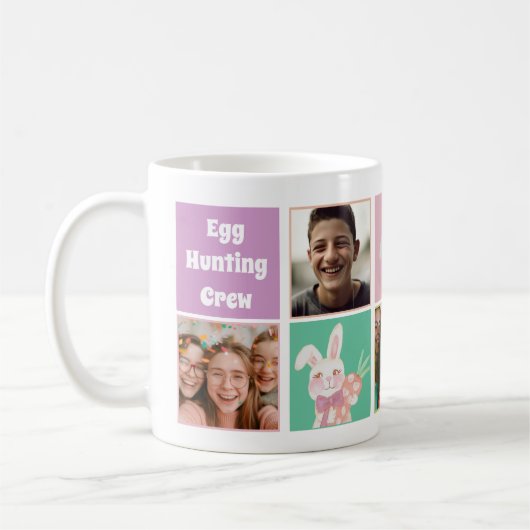 イースターファミリーフォト卵狩りクルーかわいい コーヒーマグカップ (左)