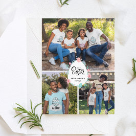 イースターファミリー名3フォトコラージュフローラ卵かわいい ポストカード