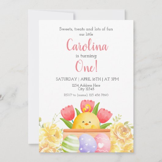 イースターファースト誕生日招待状 招待状 (正面)