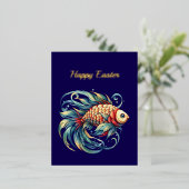 イースターフィッシュイラストレーション 箔シーズンポストカード (立ち正面)