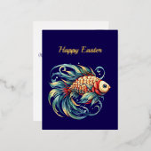 イースターフィッシュイラストレーション 箔シーズンポストカード (正面/裏面)