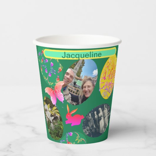 イースターフォトエッグ付/ネーム紙カップ 紙コップ (正面)