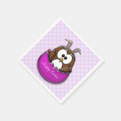 イースターフクロウ – ピンク スタンダードカクテルナプキン (角)