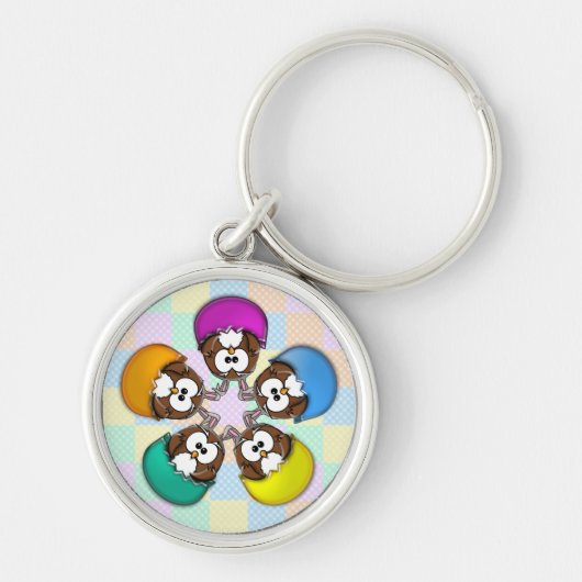 イースターフクロウ – 虹 キーホルダー (正面)