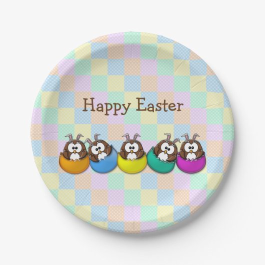 イースターフクロウ-虹 ペーパープレート (正面)