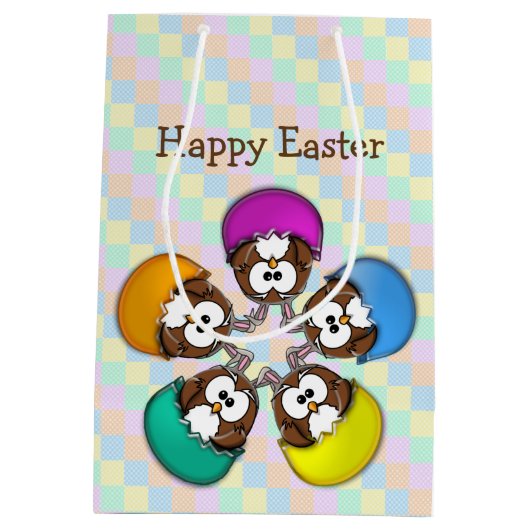 イースターフクロウ – 虹 ミディアムペーパーバッグ (裏面)