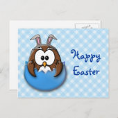 イースターフクロウ – 青 シーズンポストカード (正面/裏面)