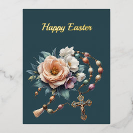 イースターフラワーズロザリオイラストレーション 箔シーズンポストカード
