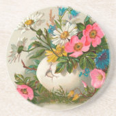 イースターフラワーズヴィンテージフローラアート コースター (正面)
