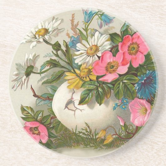 イースターフラワーズヴィンテージフローラアート コースター (正面)