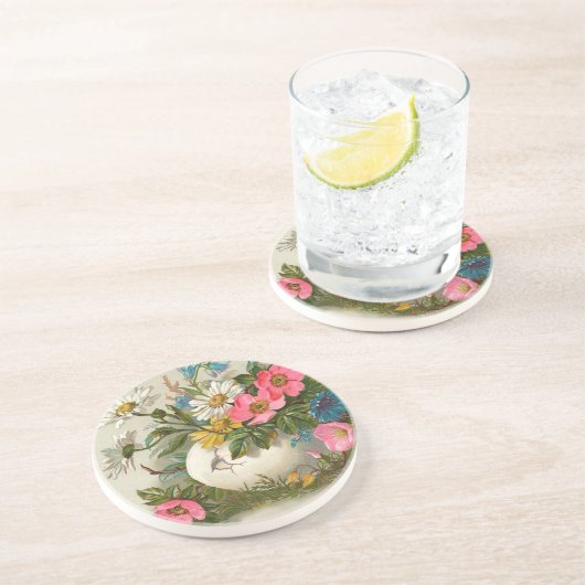 イースターフラワーズヴィンテージフローラアート コースター (側面)