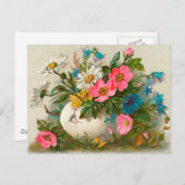 イースターフラワーズヴィンテージフローラアート シーズンポストカード (正面/裏面)