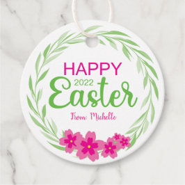 イースターフラワーラウンドメッセージカード フェイバータグ