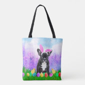 イースターフランスのエッグズバニーチックスとブルドッグ トートバッグ (裏面)