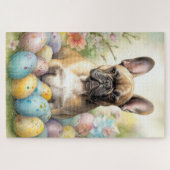 イースターフランスのエッグ付きブルドッグ ジグソーパズル (横)