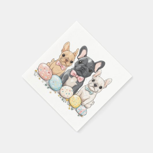 イースターフランスのブルドッグ スタンダードカクテルナプキン (角)