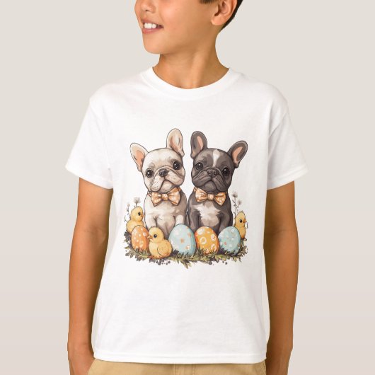 イースターフランスのブルドッグ Tシャツ (正面)
