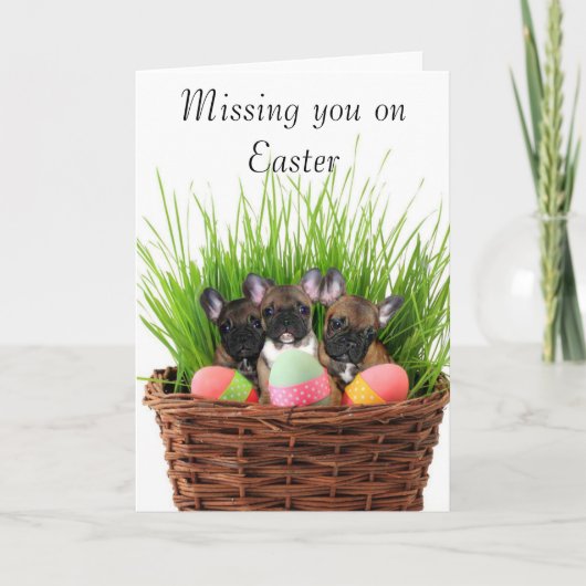 イースターフレンチ・ブルドッグの子犬カードの恋しく思うこと シーズンカード (正面)
