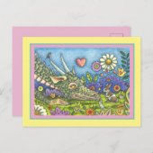 イースターフレンドリー·ドラゴンオン·バニー·トレイルかわいいファンタジー シーズンポストカード (正面/裏面)