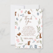 イースターフローラウサギ小さなバニーの赤ちゃんシャワー サンキューカード (正面)