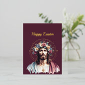 イースターフローラクリスチャンイラストレーション 箔シーズンポストカード (立ち正面)