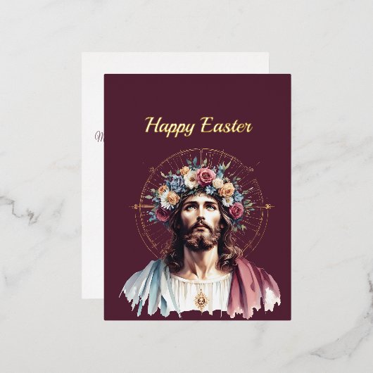 イースターフローラクリスチャンイラストレーション 箔シーズンポストカード (正面/裏面)