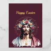 イースターフローラクリスチャンイラストレーション 箔シーズンポストカード (正面)