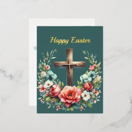 イースターフローラクロスイラストレーション 箔シーズンポストカード