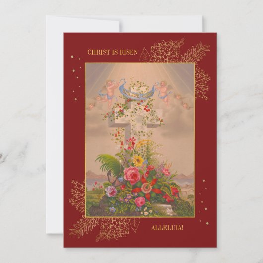 イースターフローラクロスキリスト復活の家族の写真 シーズンカード (正面)