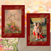 イースターフローラクロスキリスト復活の家族の写真 シーズンカード