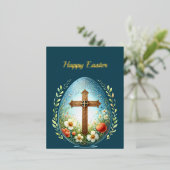 イースターフローラクロス卵イラストレーション 箔シーズンポストカード (立ち正面)