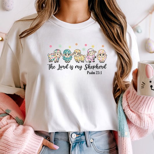 イースターフローラシープクリスチャン Tシャツ