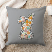 イースターフローラバニーヒョウ縁どハッピーイースター クッション (ブランケット)