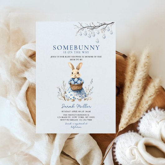 イースターフローラバニーChinoiserieベビーシャワー 招待状