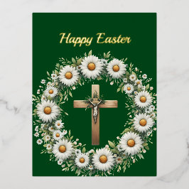 イースターフローラリースクロスイラストレーション 箔シーズンポストカード