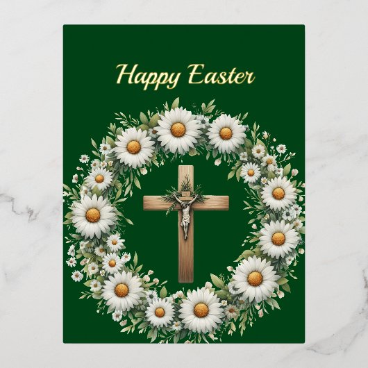 イースターフローラリースクロスイラストレーション 箔シーズンポストカード (正面)