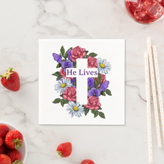 イースターフローラ十字架 スタンダードカクテルナプキン (インサイチュ)