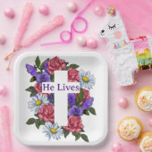 イースターフローラ十字架 ペーパープレート (パーティー)