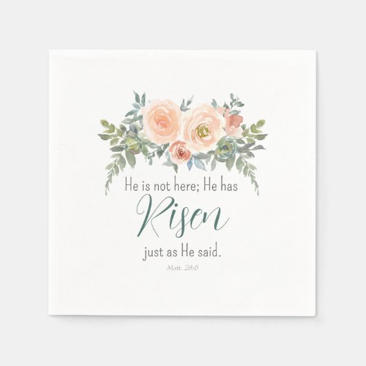 イースターフローラ彼は聖なる書物、 経典水の色を上昇した スタンダードカクテルナプキン (正面)