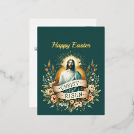 イースターフローラ復活クリスチャンイラストレーション 箔シーズンポストカード