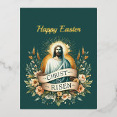 イースターフローラ復活クリスチャンイラストレーション 箔シーズンポストカード (正面)