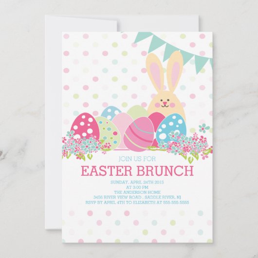 イースターブモダンルンチディナーパーティの招待状 招待状 (正面)