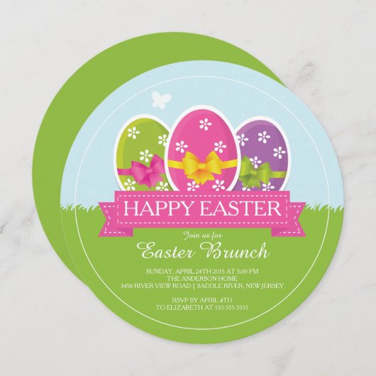 イースターブモダンルンチディナーパーティの招待状 招待状 (正面/裏面)