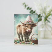 イースターブラウンハイランド牛 ポストカード (スタンド正面)