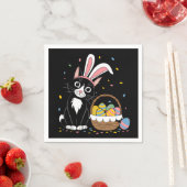 イースターブラックキャットタキシドウサギ耳の卵 スタンダードカクテルナプキン (インサイチュ)