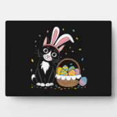 イースターブラックキャットタキシドウサギ耳の卵 フォトプラーク (正面)