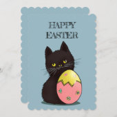 イースターブラックキャットフラットホリデーカード シーズンカード (正面/裏面)