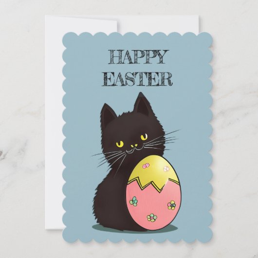 イースターブラックキャットフラットホリデーカード シーズンカード (正面)